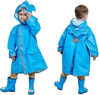 SSAWcasa Toddler Rain Jacket, Kids Rain Coat for Toddler Girls Baby Boys, Hooded Rain Poncho Gear Children Cartoon Rainwear