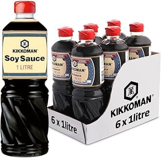 Kikkoman Soy Sauce, 1 Litre, (Pack of 6), Naturally Brewed
