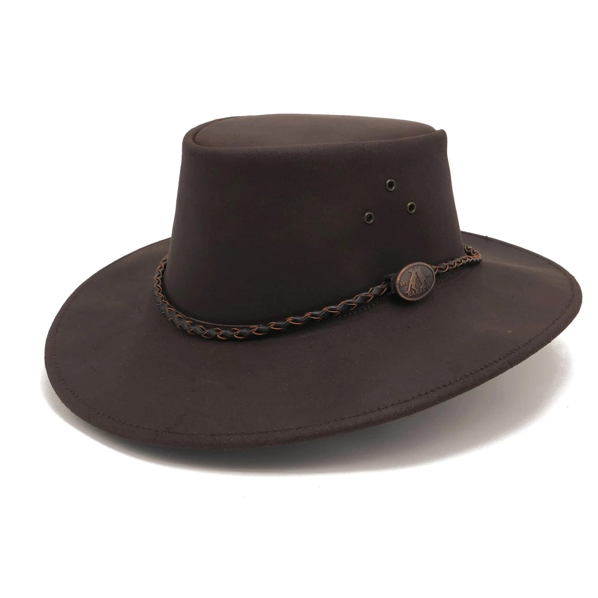 Australian Echuca Leather Hat from Down Under | Kakadu Traders Traveller Hat Brown
