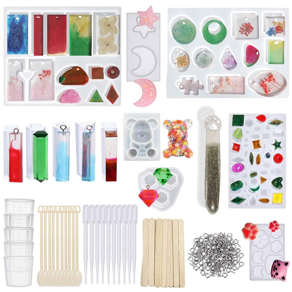 148 Pieces Resin Silicone Casting Molds and Tools Set for DIY Jewelry Decoration Craft Making Meganeopre