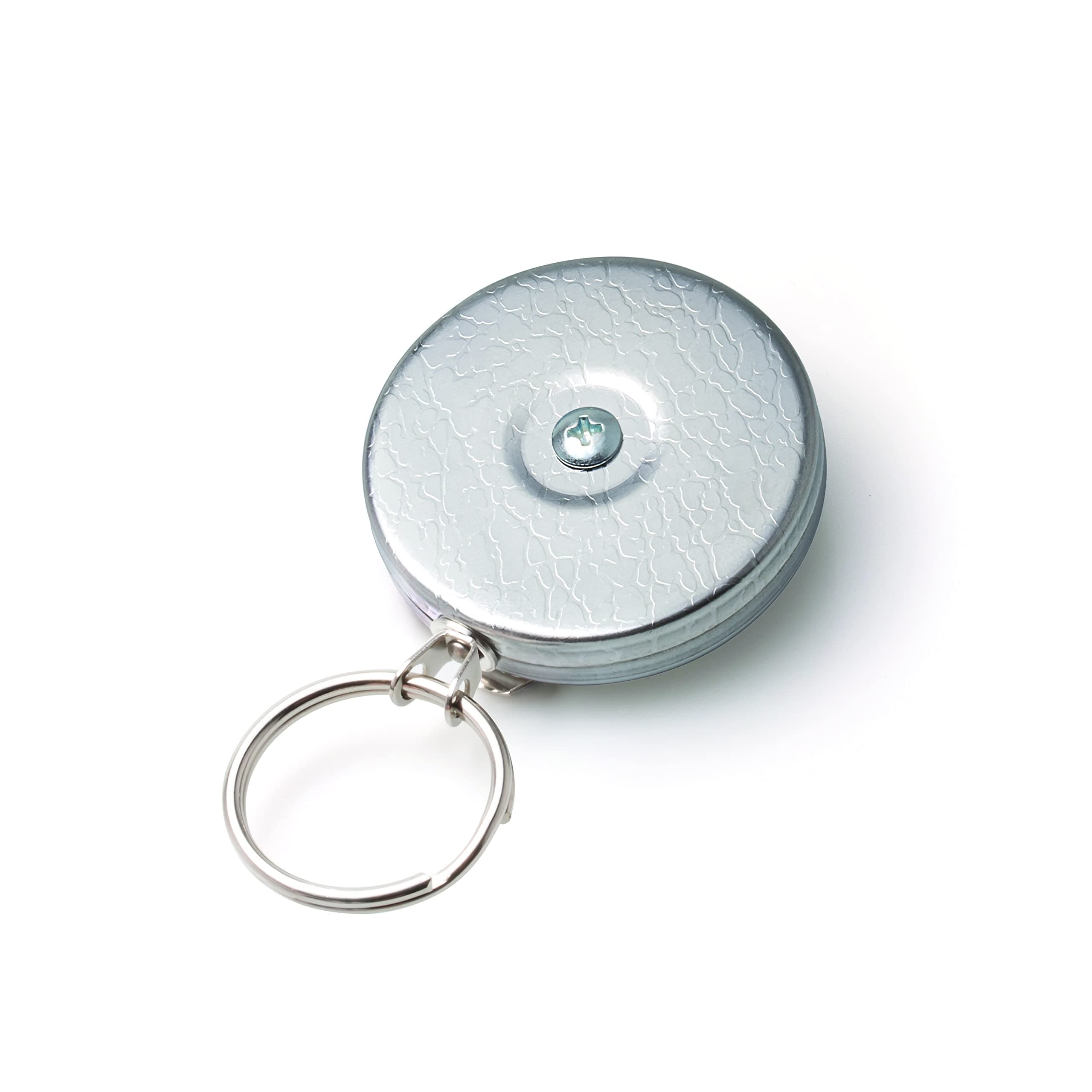 KEY-BAK Original Retractable Key Holder with a Chrome Front, Steel Belt Clip, and a Split Ring