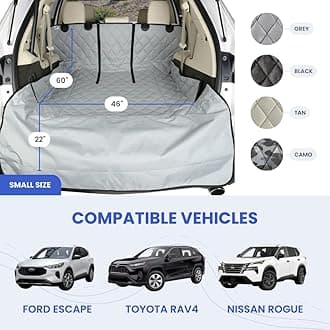 4Knines Split Cargo Liner for SUV – For Dogs & Pets, Heavy-Duty, Waterproof Trunk Mat & Cargo Cover – Fits 60/40 Split Bench & Armrest Pass-Through – Machine Washable, Non-Slip, Durable (Small, Beige)