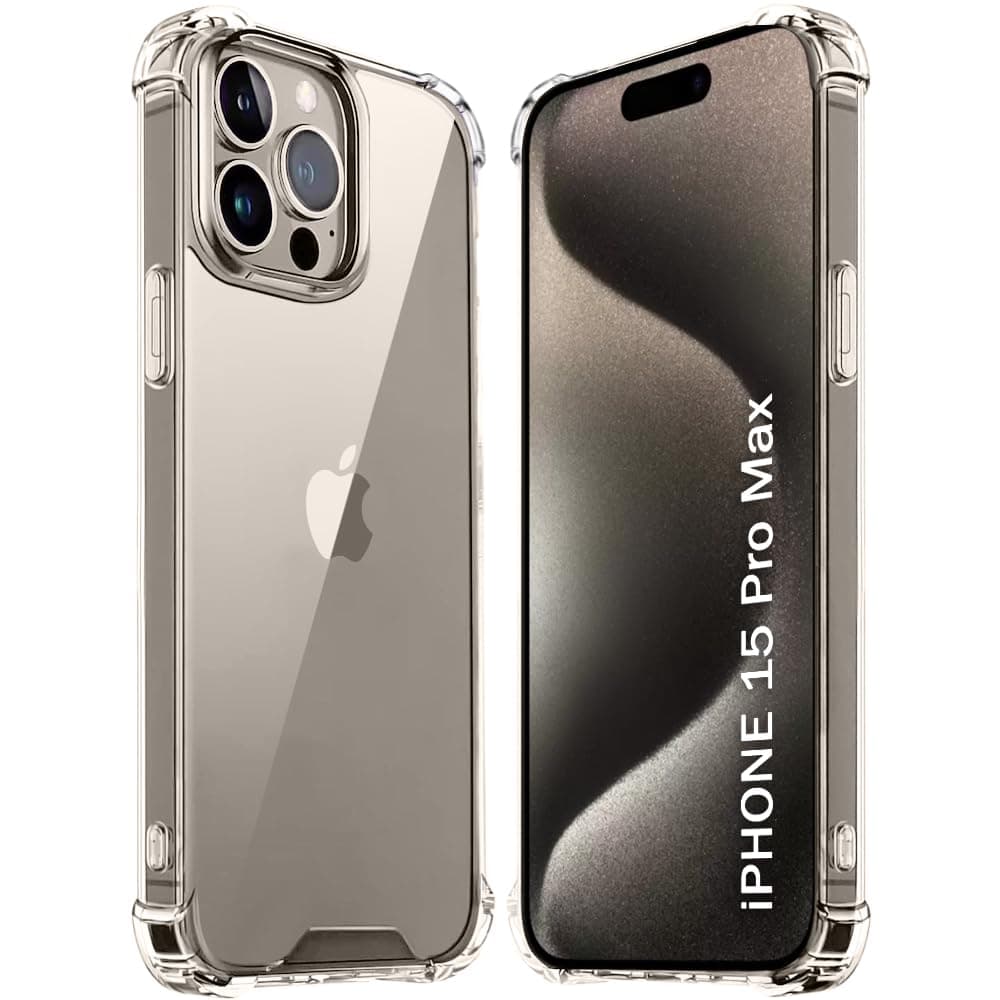 Crystal Clear Back Cover Case for iPhone 15 Pro Max | 360 Degree Protection | Shock Proof Design | Transparent Back Cover Case for iPhone 15 Pro Max (Transparent Bumper)