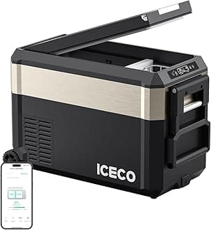 ICECO JP40 ProD Portable Refrigerator Freezer,12 Volt Fridge Powered by AC/DC, 40 Quart Dual Zone Car Fridge Equipped SECOP compressor, -4℉～68℉, Electric Cooler for Vehicles, Camping and Home Use