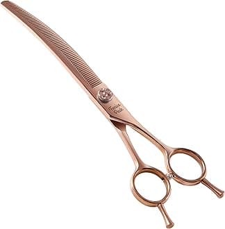 Fenice Peak Professional Dog Grooming Scissors Pet Curved Thinning Shears 7.0'' Extremely Sharp Blades 440C Steel Thinning Scissors Durable Smooth Motion & Fine Cut for Dogs and Cats