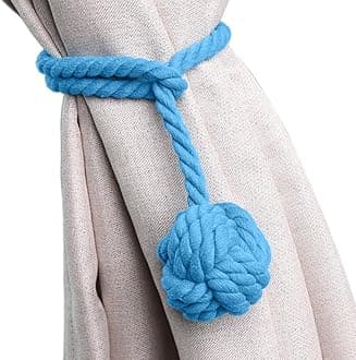 Melaluxe 2 Pack Curtain Tiebacks - Natural Cotton Curtain Rope Tieback, Handmade Rural Decorative Curtain Holdbacks (Blue)