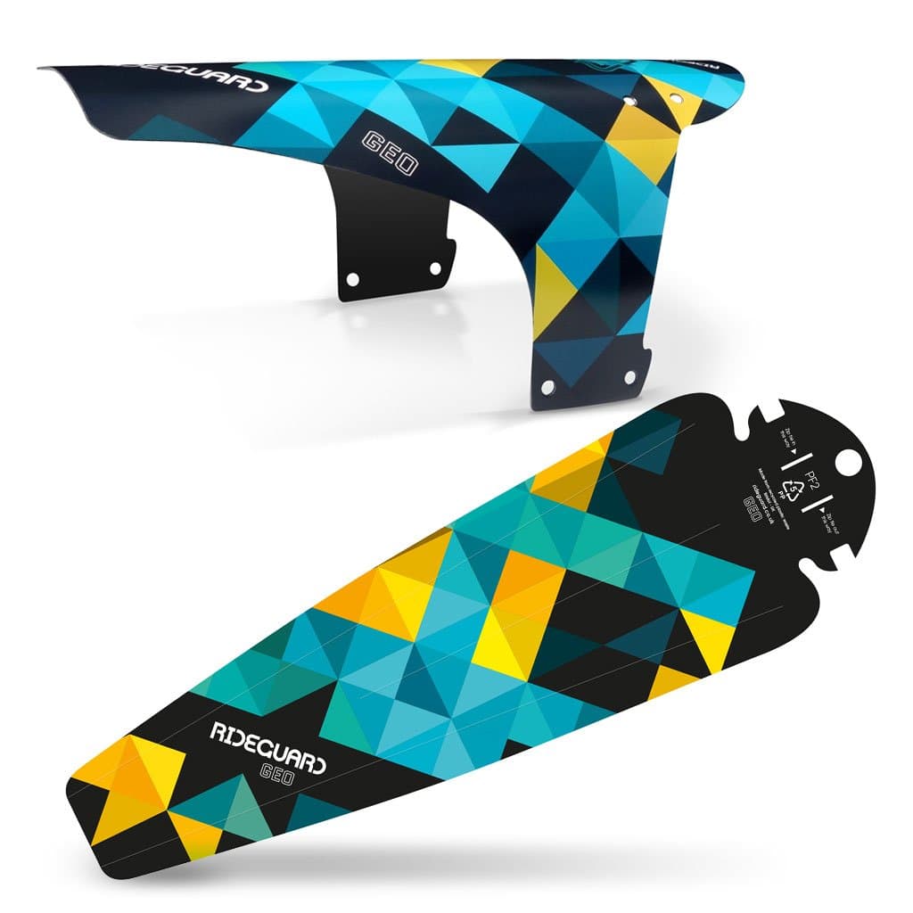 MTB Front PF1 & Rear Saddle PF2 Clip On Mudguard Fender Set. Fits 24”, 26”, 27.5”, 29”, Plus Size and Fat Bikes. UK Made 100% Recycled Plastic Waste 100% Recyclable.