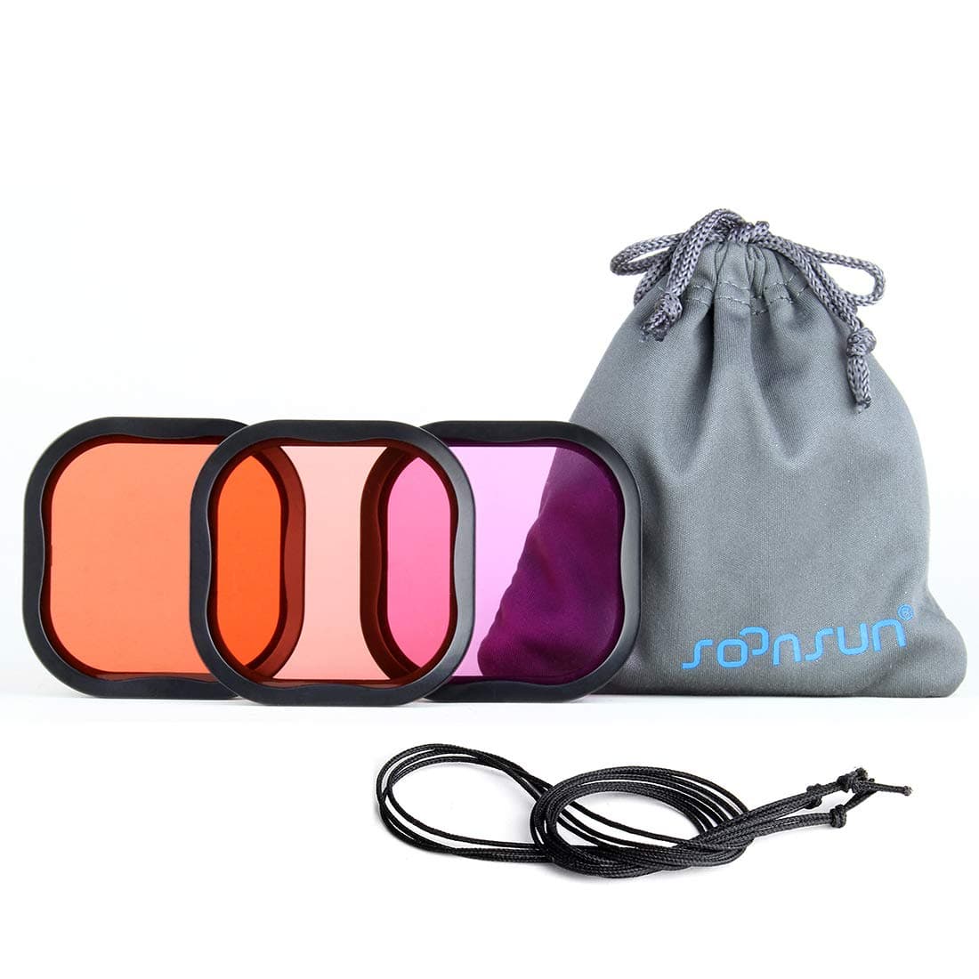 SOONSUN 3-Pack Dive Filter for GoPro Hero 8 Black Official Waterproof Protective Housing - Red, Light Red and Magenta Filter - Enhances Colors for Various Underwater Video and Photography Condition