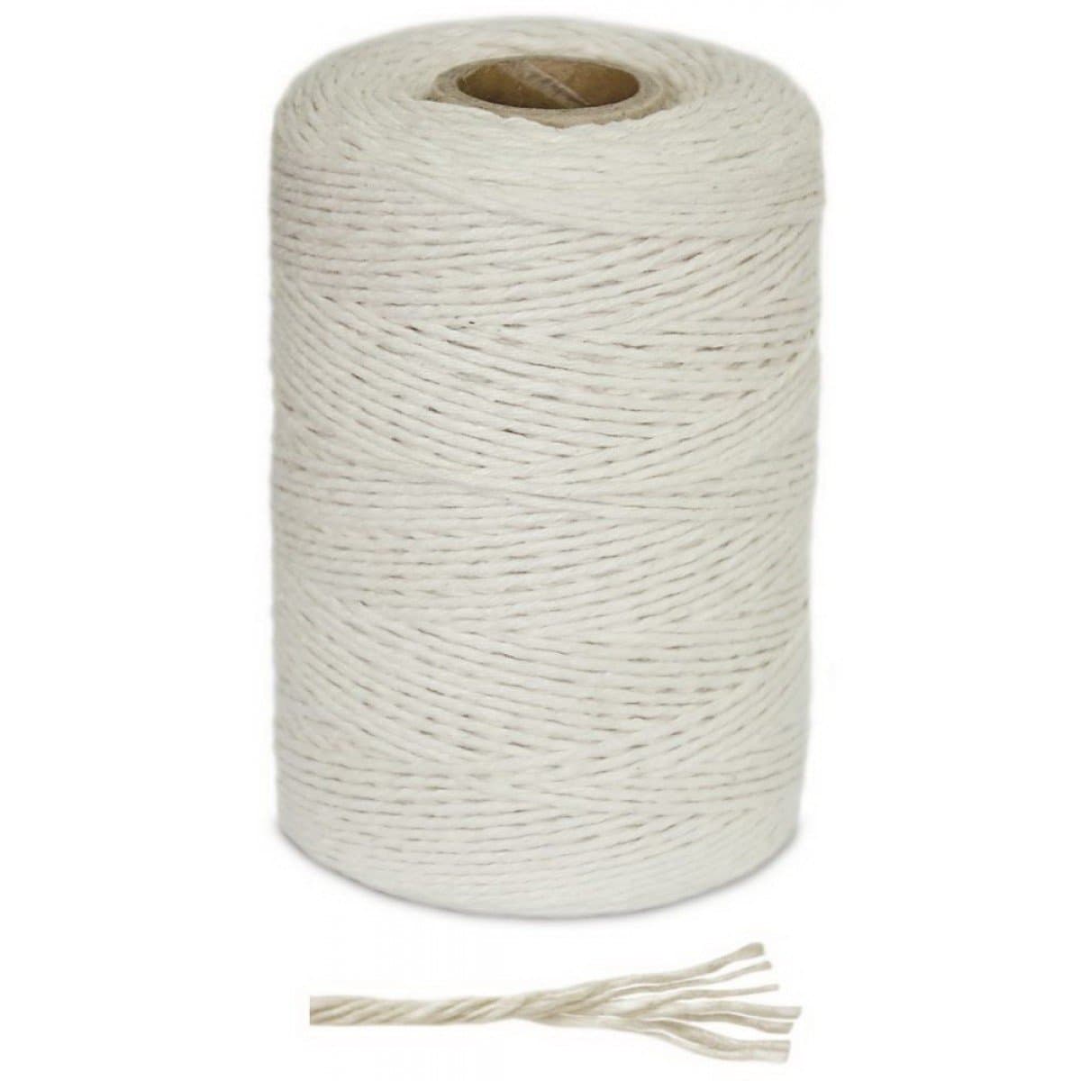 655 Ft Best Kitchen Cotton Twine Food Safe Cooking String Perfect for Trussing and Tying Poultry Meat Making Sausage DIY Crafts and Decoration (Length: 655 ft, White)