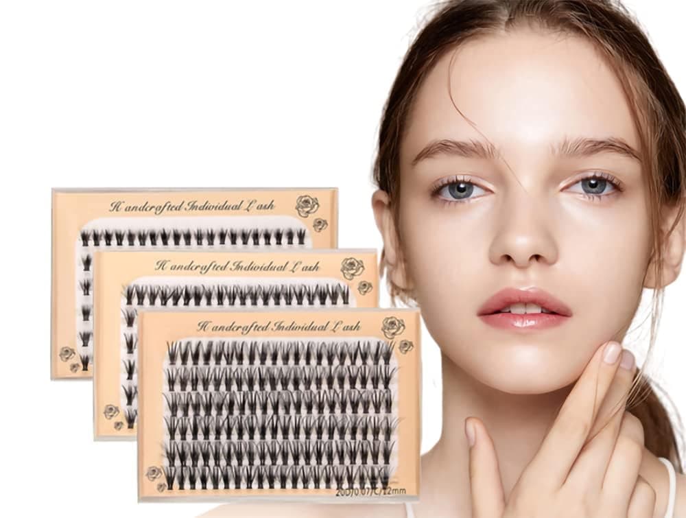 360 pcs / 3 Pack Individual Lashes Curl, 8-10-12mm Mixed Length Natural Lashes Clusters, Faux Mink Individual Cluster Eyelashes False Eyelashes, eyelash extension individual eyelashes