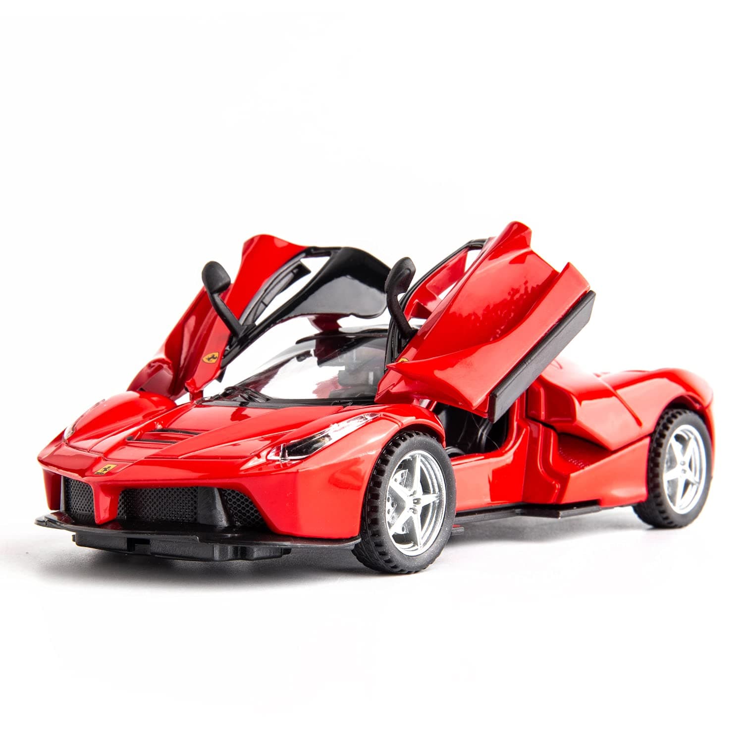 1:32 Farrari Car Model Pull Back Car with Sound and Light for Kids Boy Girl, Metal Body Door Opened Red