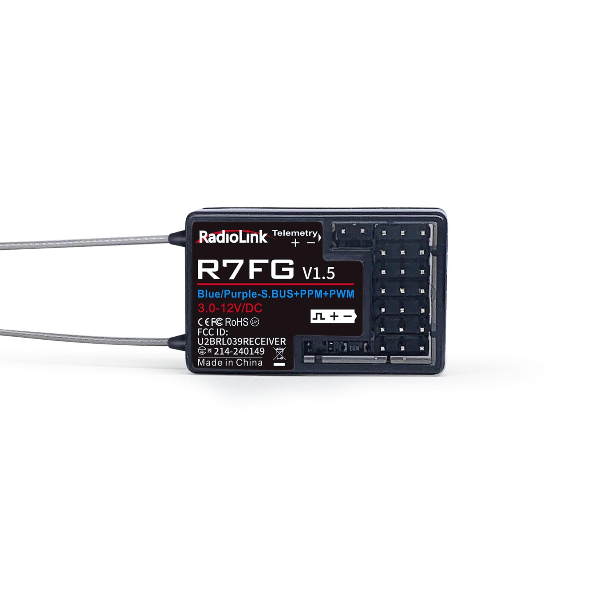Radiolink R7FG 7 Channels RC Gyro Receiver, Voltage Telemetry Long Range Control, Water-Splash Proof for RC Crawler Drifting Car, Boat, Works for 2.4Gh Radio Controller RC8X/RC4GS V3/RC6GS V3/T8S/T8FB