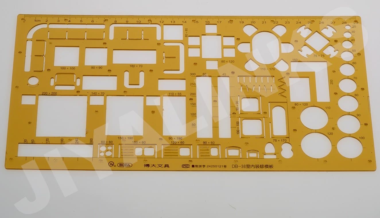 Architectural Furniture Layout Template Stencil Technical Drawing Scale 1:50