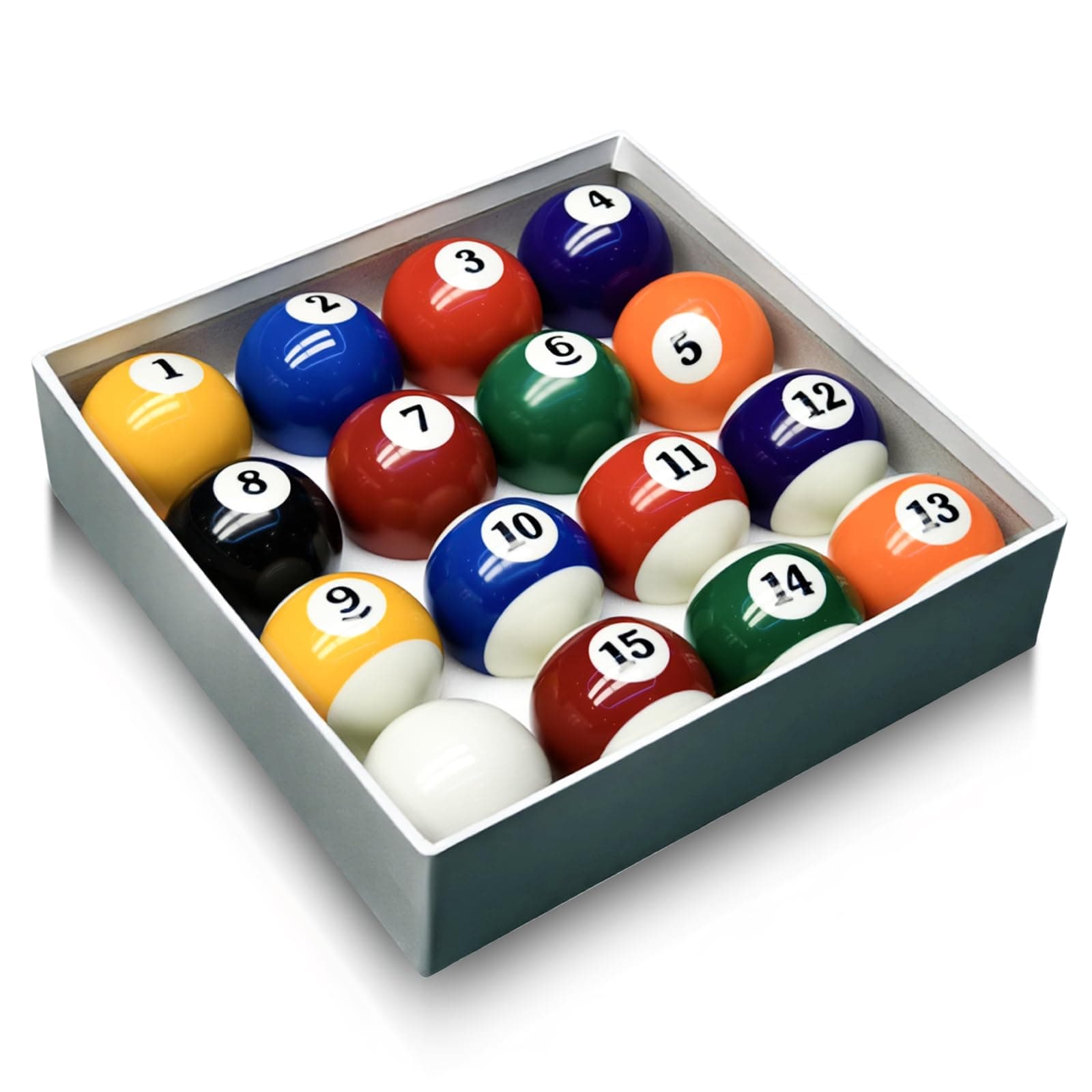 HMQQ Billiard Balls Set 2-1/4" Regulation Size Pool Table Balls for Replacement (16 Resin Balls)