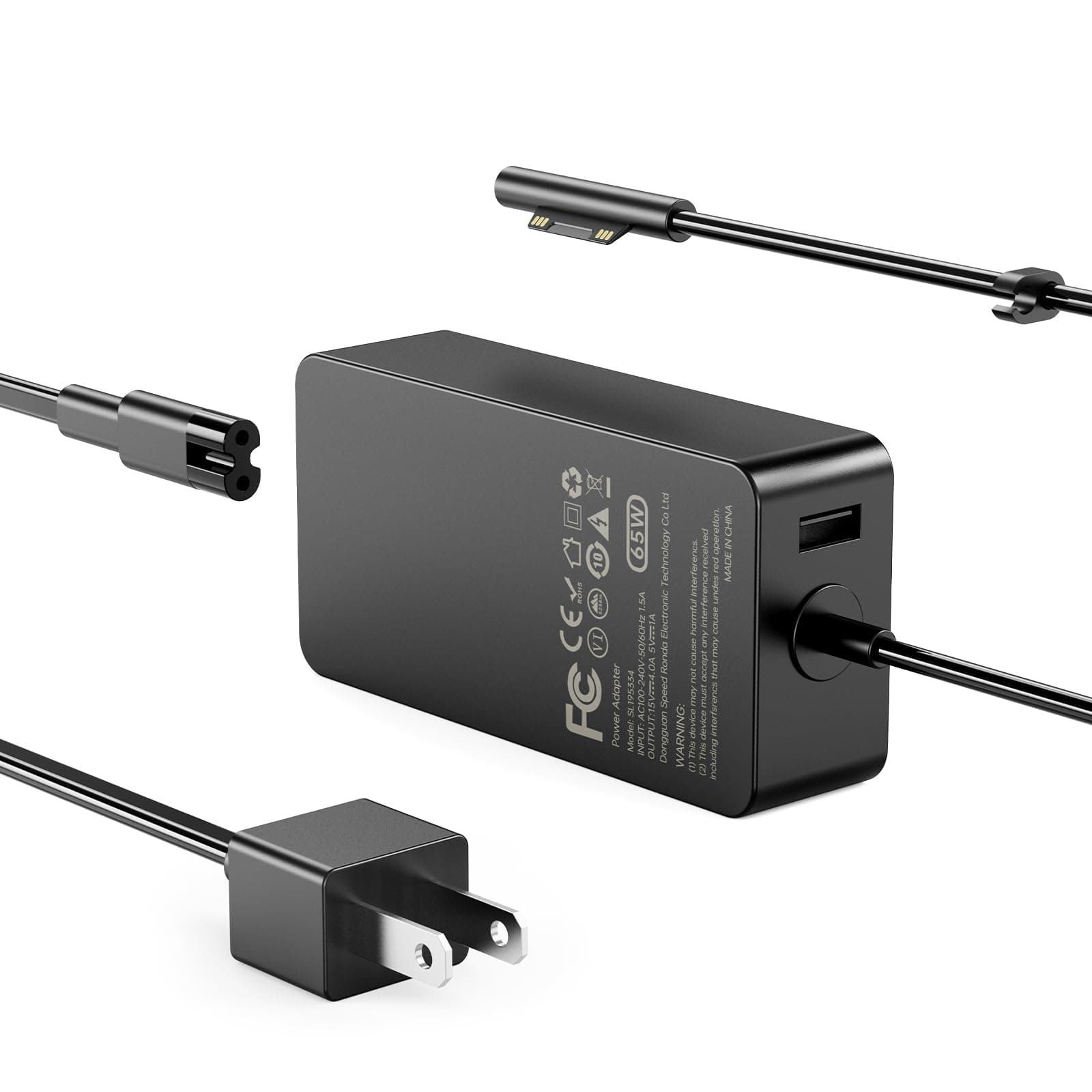 Surface Pro 65 W Laptop Charger for Microsoft Surface Pro 9 8 7+ 7 6 5 4 3 X Windows Surface Laptop 5 4 3 2 1 Studio Surface Go Tablet Compatible with 44W 36W 20W USB C LED 10