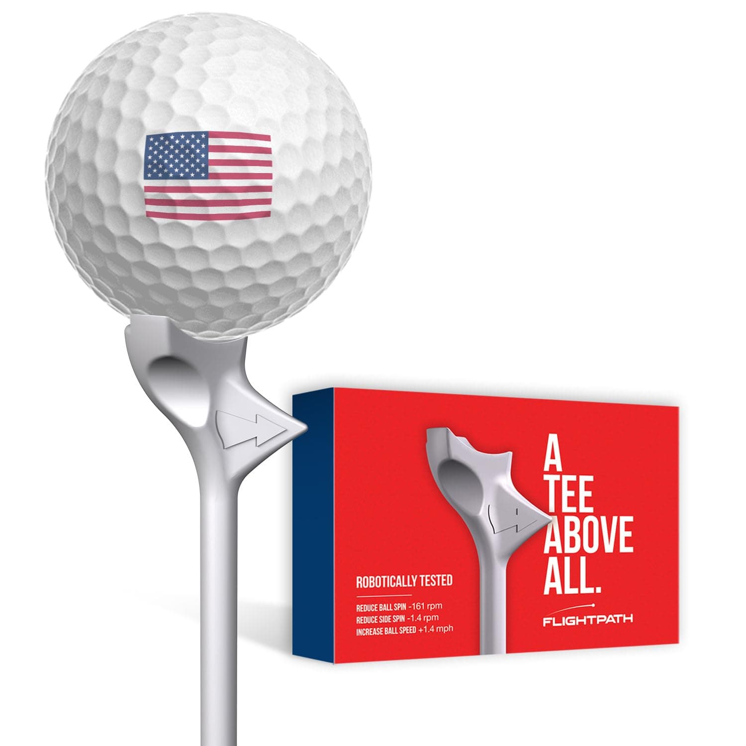 Flightpath Diamond Golf Tees – Patented Design to Reduce Spin for Long, Straight Drives – Low-Friction Long Tees, Robotically Tested for Ball Spin – USGA Approved Performance