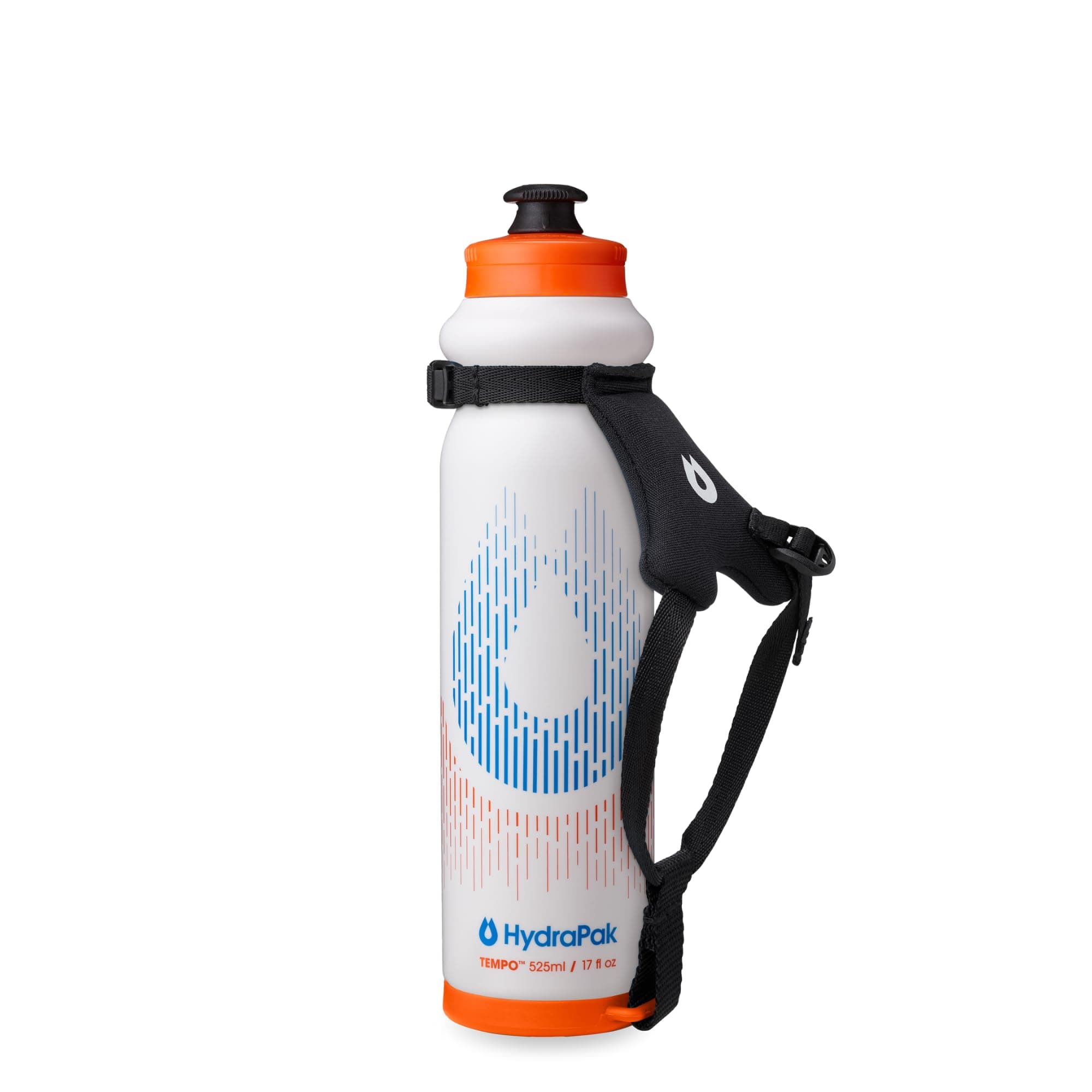 HydraPak Tempo Pro 525ml - Handheld Running Squeeze Bottle for Training and Race Day Hydration with Removable Strap (525ml/17oz) - White