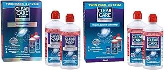 Clear Care Plus Cleaning Solution Twin Pack with Lens Case, Multi, 2x12 Oz