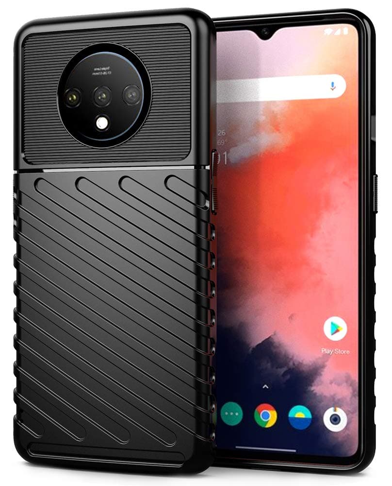 OnePlus 7T Case, 1+ 7T Case Shock Absorbent Anti Scratch & Resistant Anti Slip Extreme Rugged TPU Slim Protective Case for OnePlus 7T Phone (Black)