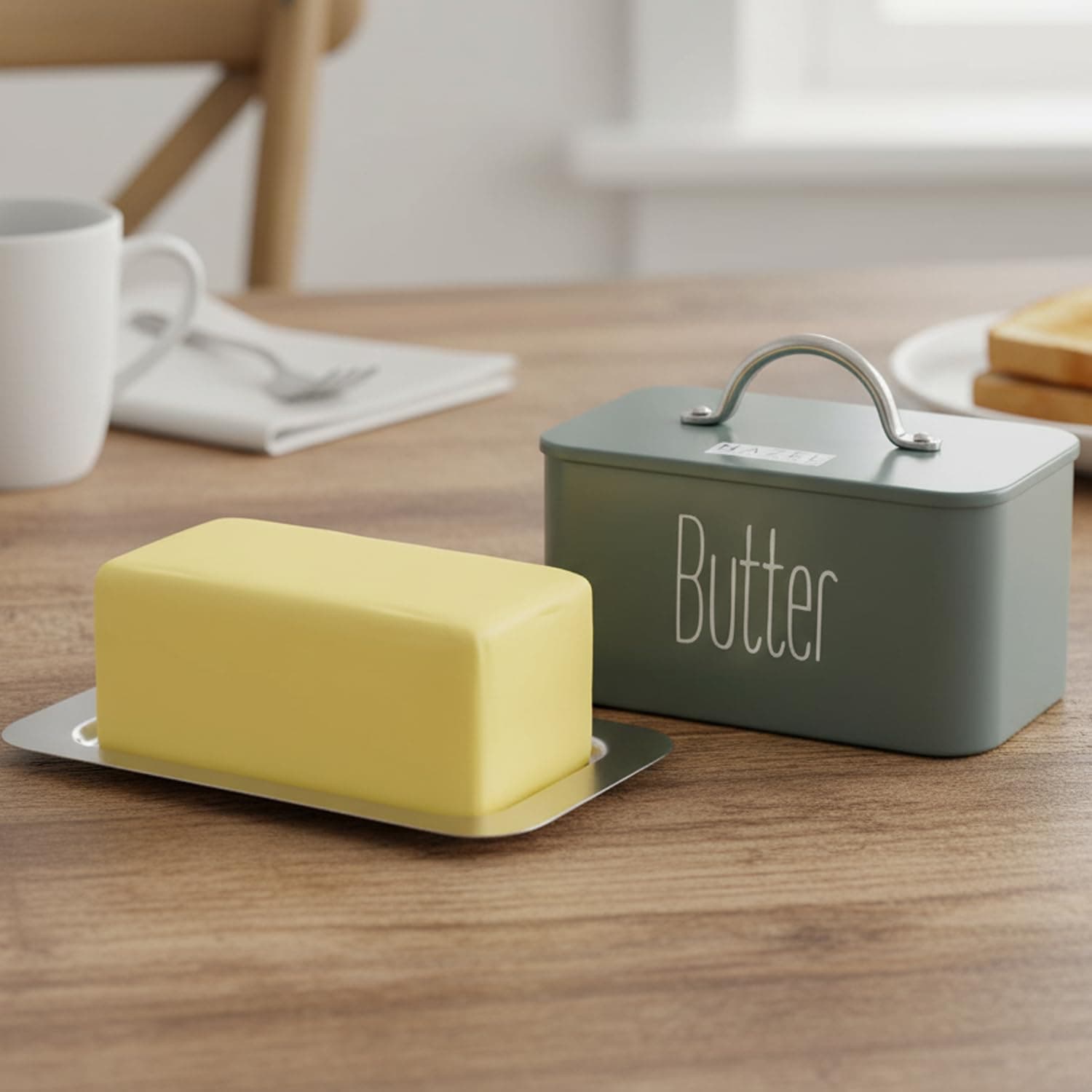 HAZEL Butter Box Container with Handle Lid | 500 gram Butter Dish with Cover | Butter Storage Box for Storing Butter, Food Grade Material
