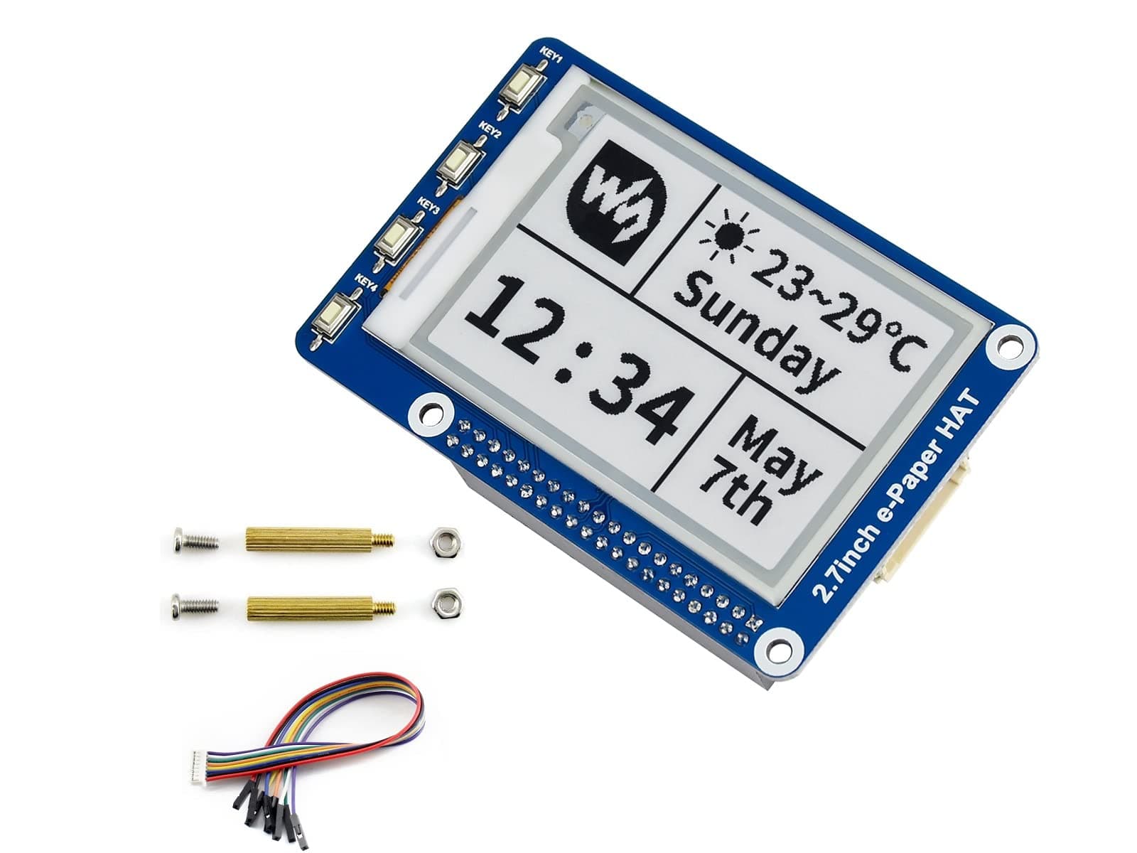 IBest 2.7inch E-paper Display Module 264x176 Resolution 3.3V/5V Two-Color E-Ink Display epaper Screen HAT for Raspberry Pi/Jetson Nano/Arduino/Nucleo Support Partial Refresh,SPI Interface