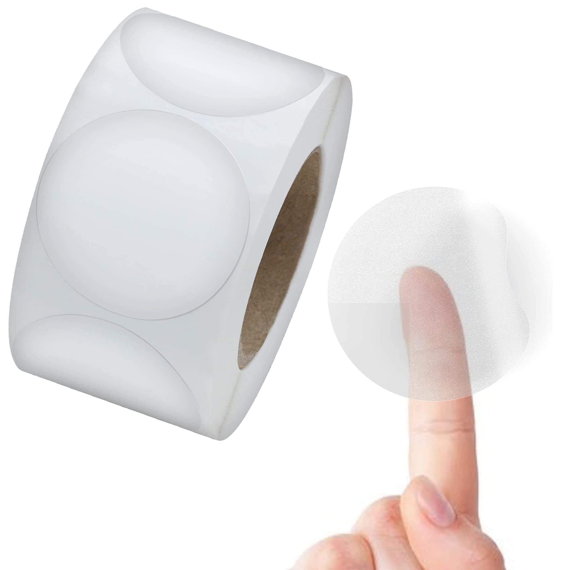 Performore Crystal Clear Transparent 1.5" Round Stickers, Envelope Tab Sealer and Retail Package Round Clear Seal Labels Self Adhesive Stickers, 1000 Stickers Per Roll