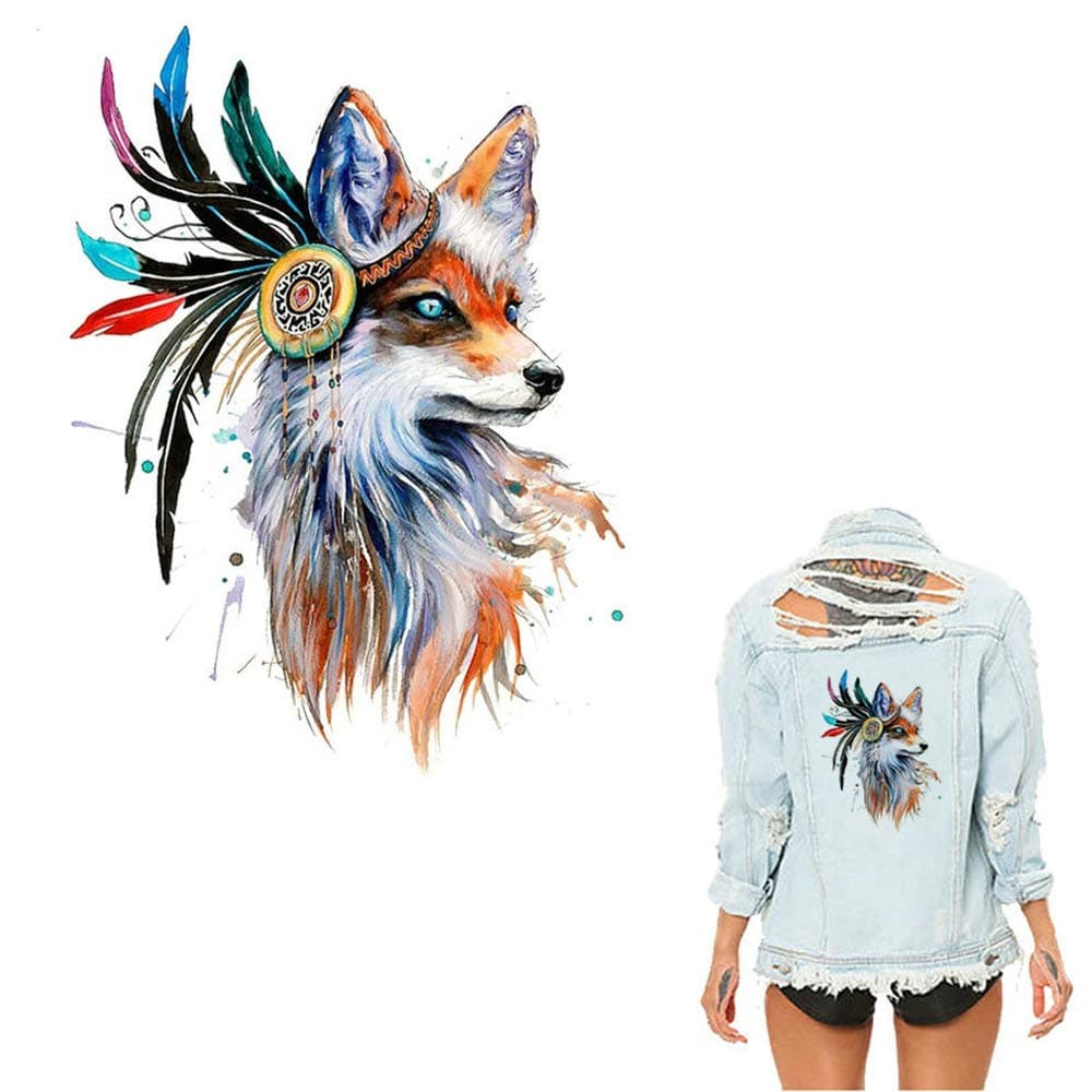 Iron on Beautiful Fox Patch Heat Transfer Applique Sticker for Men Women Boys Girls Clothes Jeans T-Shirt Coats DIY Decoration Decal
