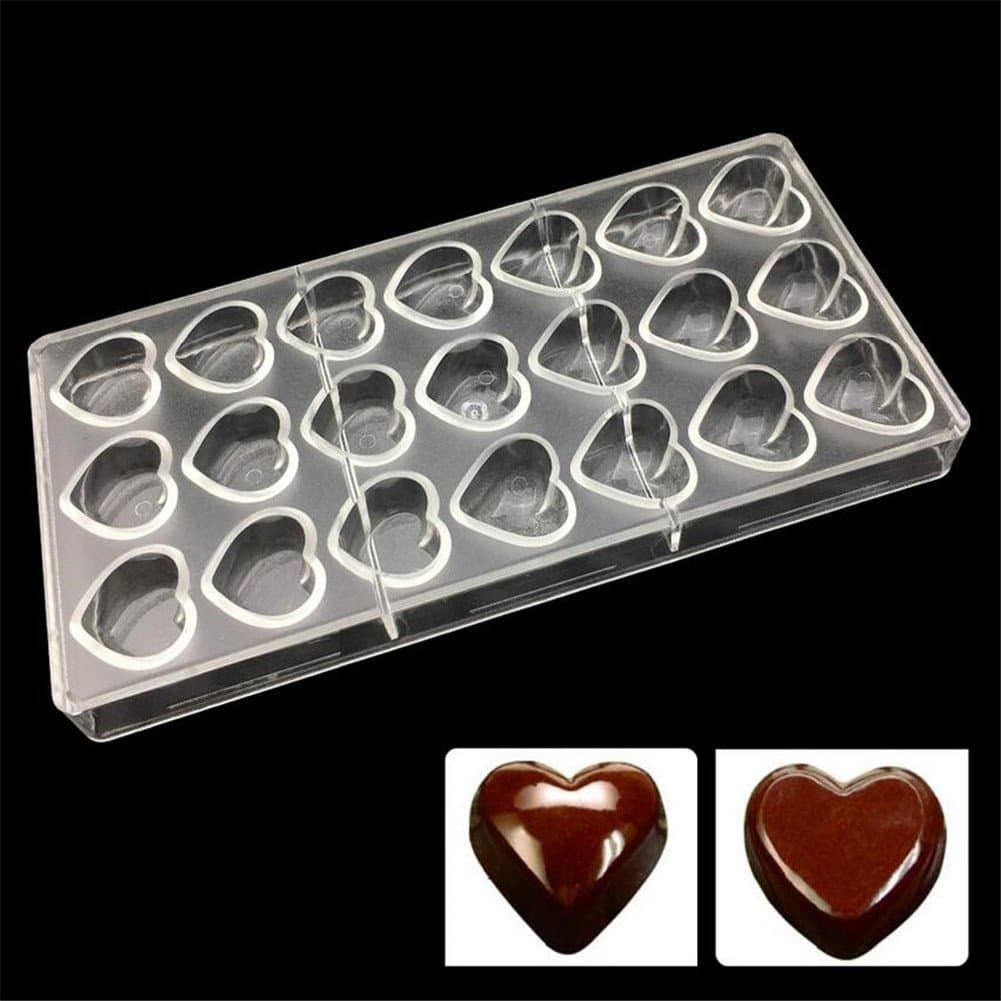 Valentine's Day Heart shape Bakeware Baking Pan Chocolate Moulds,Polycarbonate Baking Tray, Plastic Baking Dish Baking Pastry Tools for Candy Dessert Pastry Jelly Cookie Ice Cake - 14.5x28x2.5cm