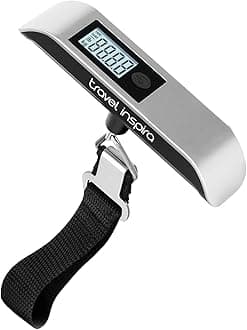 travel inspira Luggage Scale, Portable Digital Hanging Baggage Scale for Travel, Suitcase Weight Scale with Rubber Paint, 110 Pounds, Battery Included