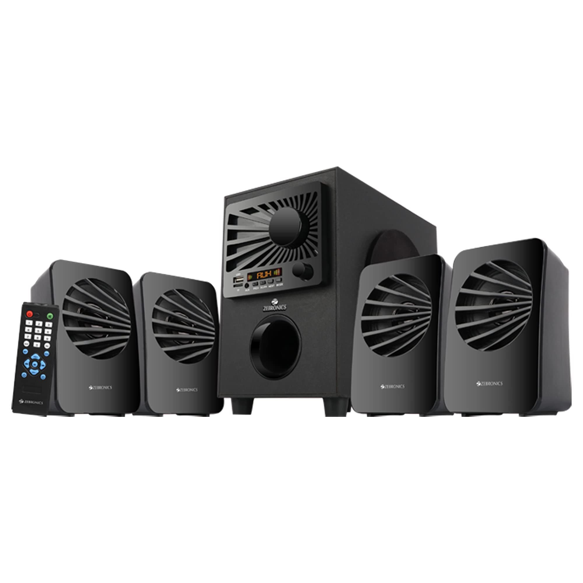 ZEBRONICS Zeb-Sunshine 60W 4.1 Multimedia Speaker with Bluetooth Supporting,USB,mSD,AUX,FM and Remote Control-(Black)