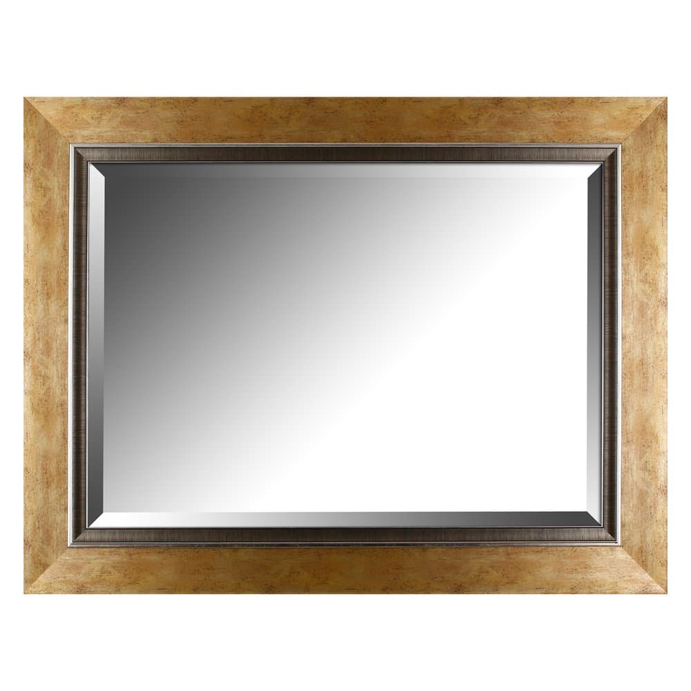Mirrorize Copper Gradient Frame With Liner Beveled Mirror | Vanity,Hallway,Bathroom, Bedroom |27.25x35.25 |Champagne ISlver| Rectangle| Large Bevelled Mirror