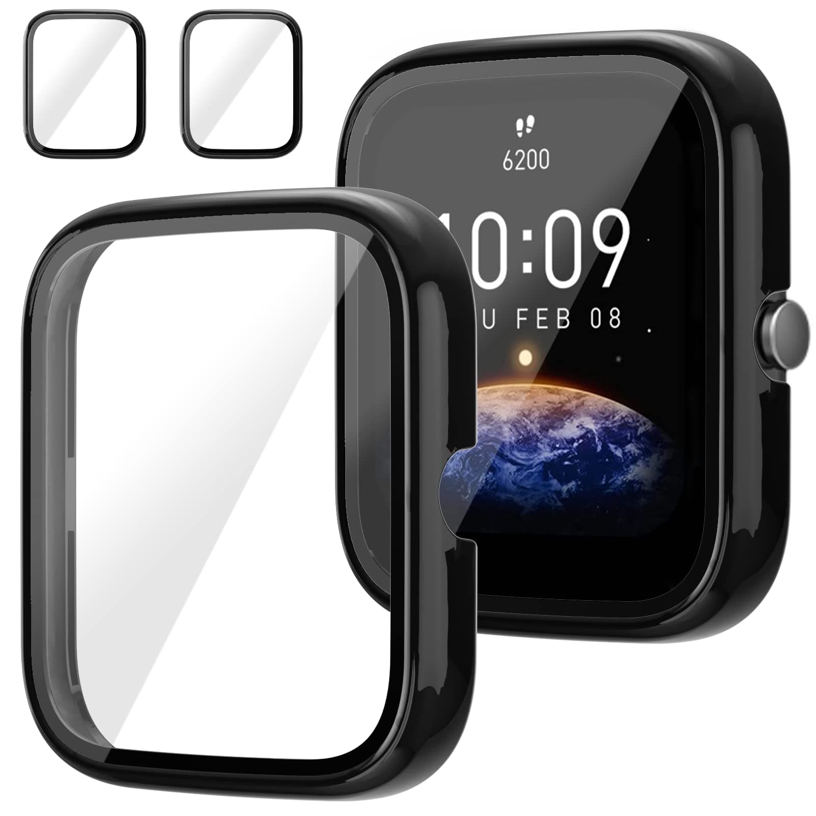 Rc-Z Screen Protector for Amazfit Bip 3/Pro, 2-Pack Hard PC Bumper Full Face Cover Protective Case Accessories