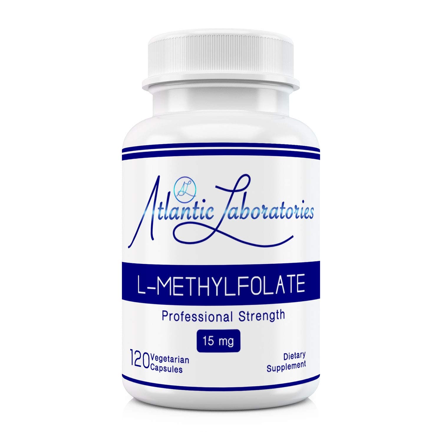 Atlantic Laboratories (5-MTHF) L-Methylfolate 15 mg - 15000 mcg - 120 Vegetarian Capsules - Professional Strength Active Folate Non-GMO