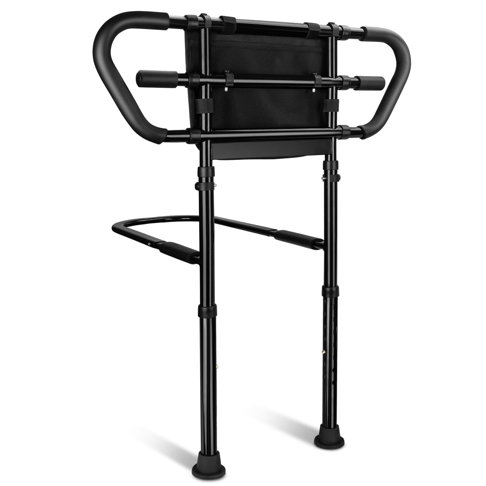 Bedside Rail for Elderly Safety Adjustable Bed Aid with Storage Pocket, Non-Slip Handle, 400 lbs Gravity Capacity (Stand-Compatible with Bed Frames 13.19" or Higher)