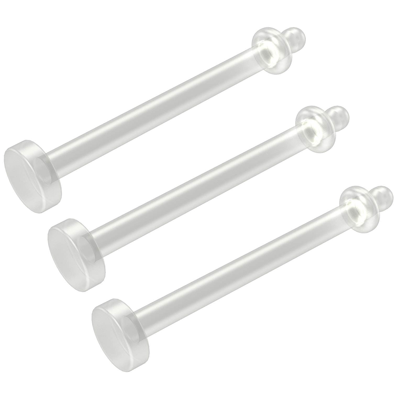 14g Tongue Retainer Bioflex - 16mm Flexible Large Plastic Ring Flat Clear Bioplast Barbell Piercing (choose Quantity)