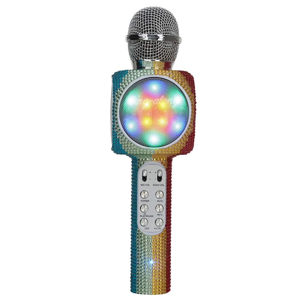 Sing-Along Bling Bluetooth Karaoke Microphone and Bluetooth Stereo Speaker All-in-One … (Rainbow Bling)