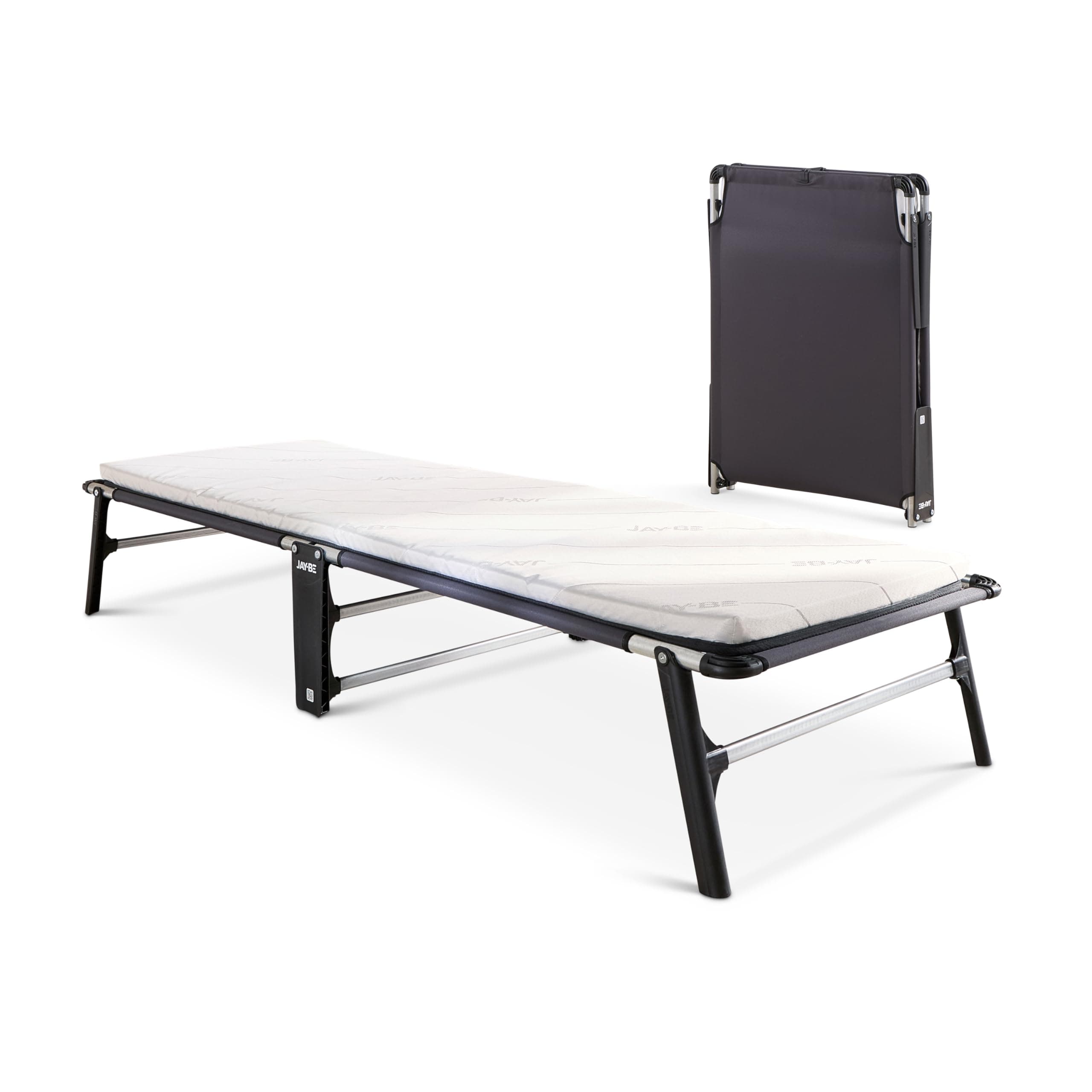JAY-BE Value Folding Bed with Rebound e-Fibre Mattress, Fabric, Black, Lightweight