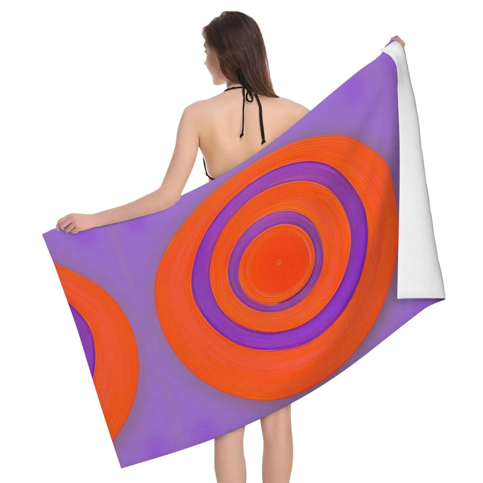 XZDHL Orange circle centre Microfiber absorbent bath towel, strong water absorption, quick drying, fluffy and soft fabric