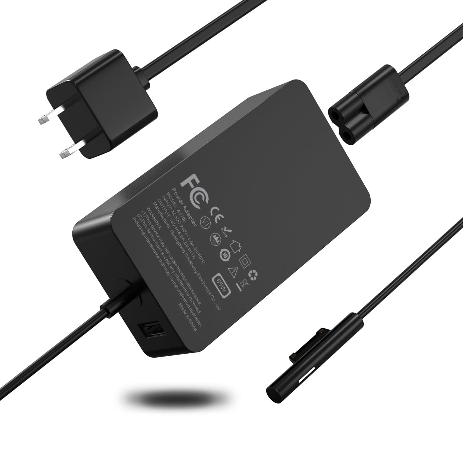 65W Surface Pro Charger Compatible with Microsoft Surface 10,9,8,7+,7,6,5,4,3,X, Windows Surface 6,5,4,3,2,1,Studio, Surface Go 3,2,1, Book 3,2,1, Support 44W 36W Laptop 10FT Power Cord