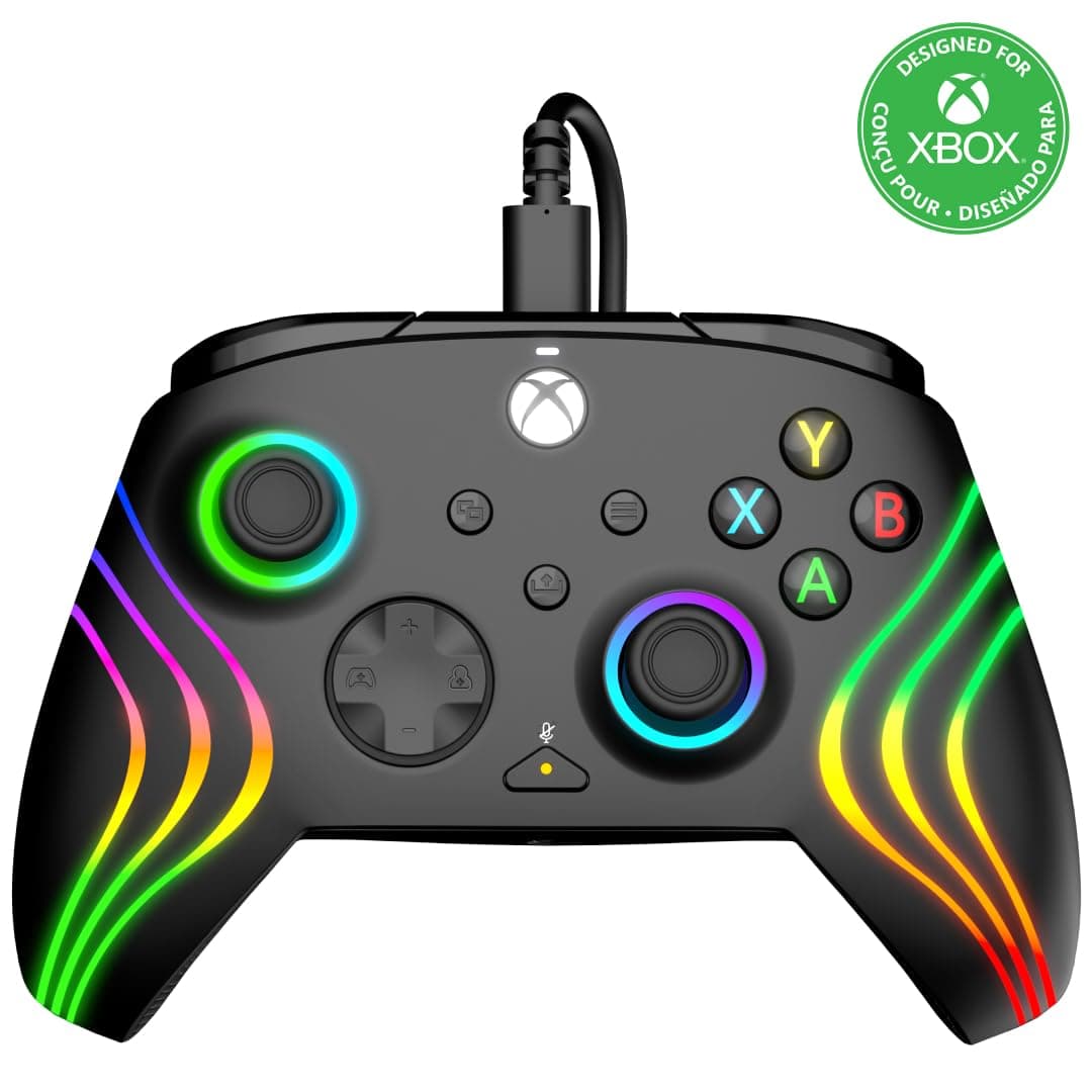 PDP AFTERGLOW XBX WAVE WIRED Controller BLACK for Xbox Series X|S, Xbox One, Officially Licensed