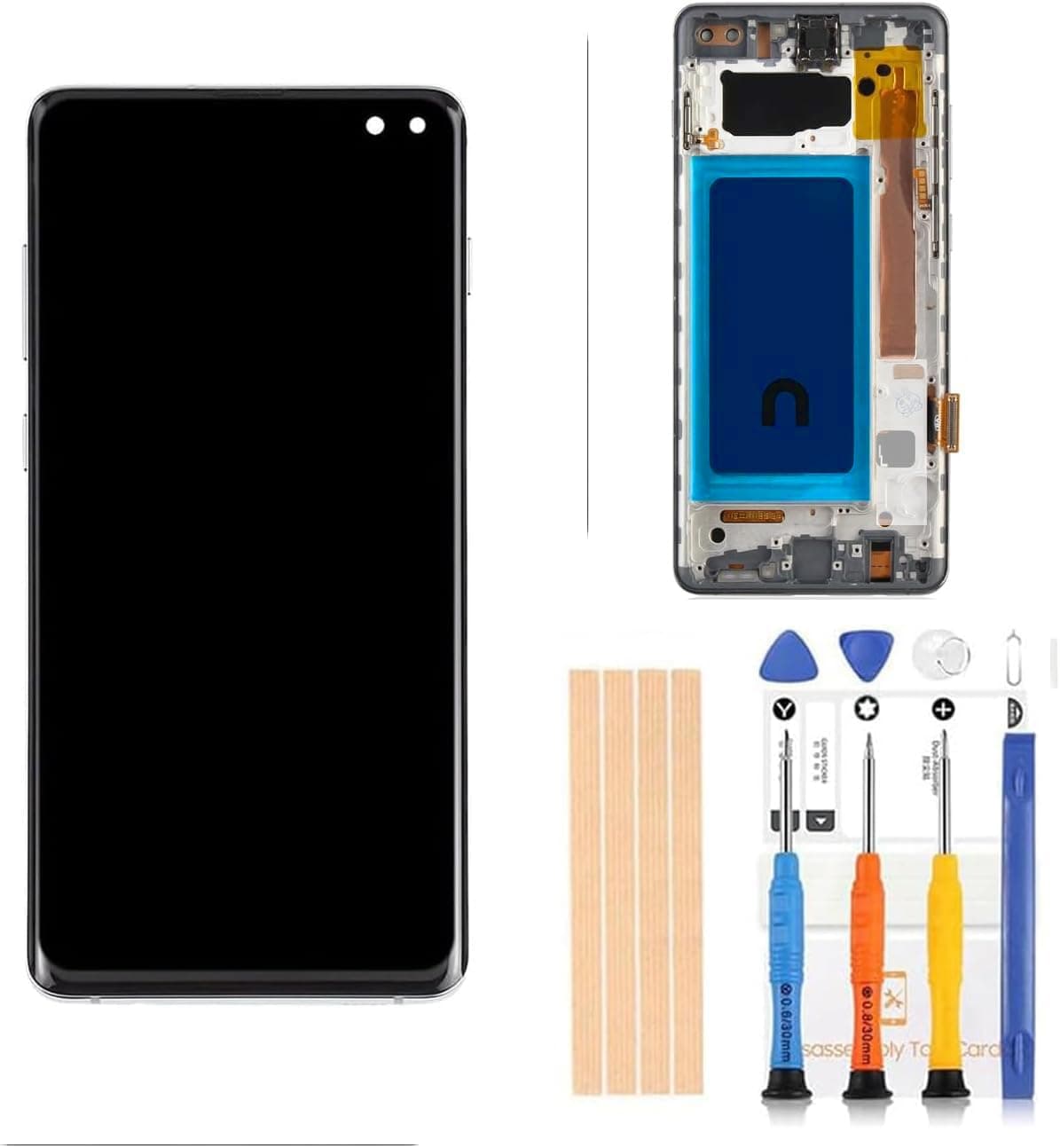 TFT LCD for Samsung Galaxy S10+ Plus G975 Digitizer Screen Touch Assembly Replacement LCD Display G975F/DS G975U G975W 6.4 inch with Prism White (Prism White)