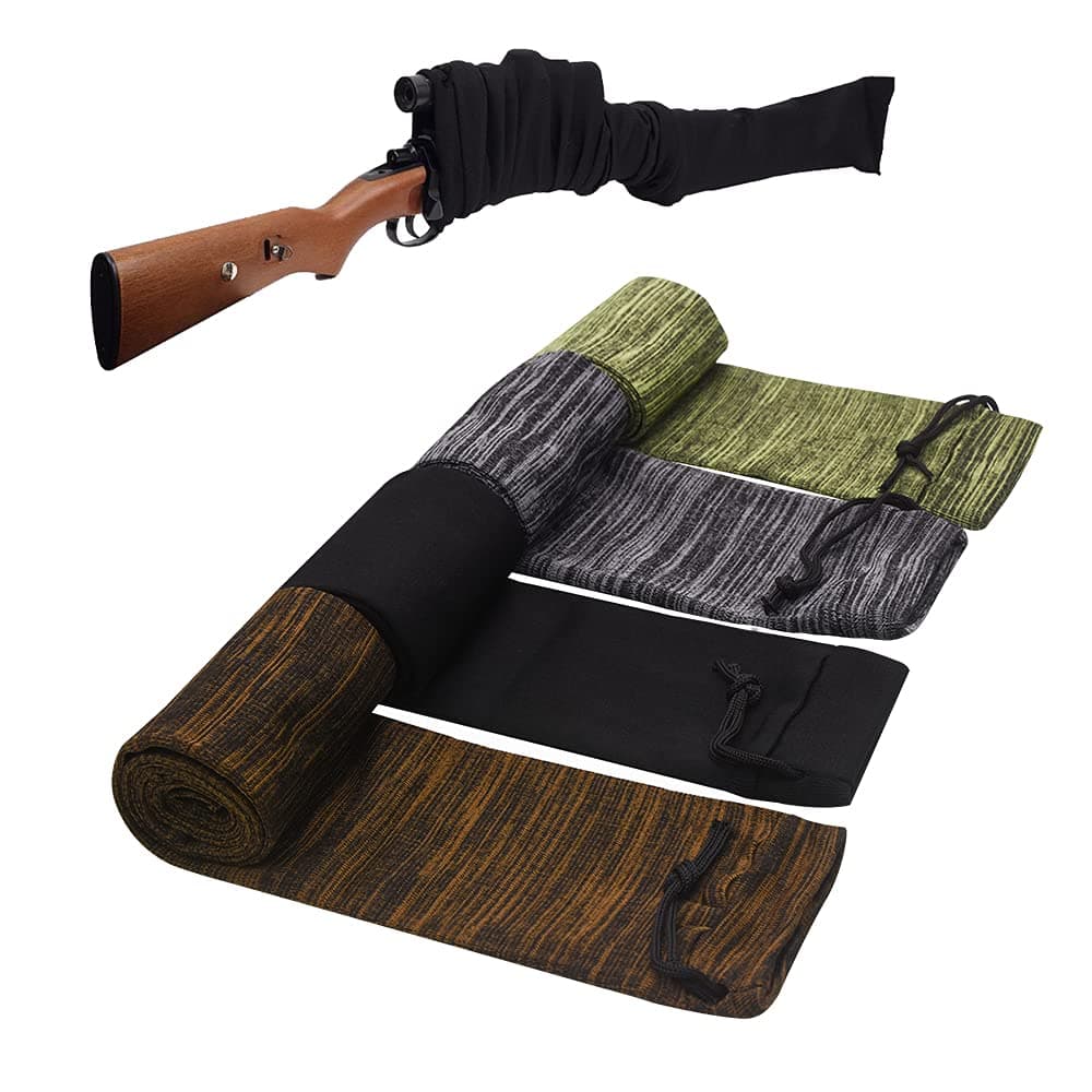 RUBY.Q Gun Socks, 4pcs Silicone Treated Gun Socks, 48 × 4in Knit Gun Socks, Flexible Design Knit Gun Hunting and Shooting Holder Socks for Rifles, Scopes, Pistol Grips & Tactical Accessories