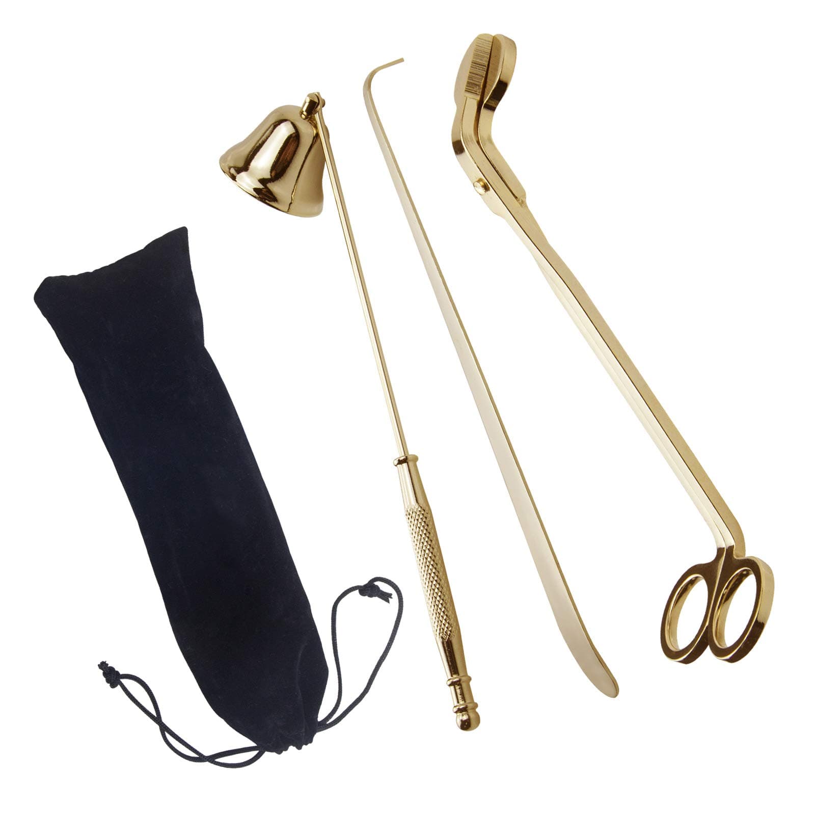 ODDIER 3-in-1 Candle Snuffer Set Candle Accessory Set, Candle Wick Trimmer, Candle Wick Dipper, Candle Wick Cutter for Candle Lovers （Gold）
