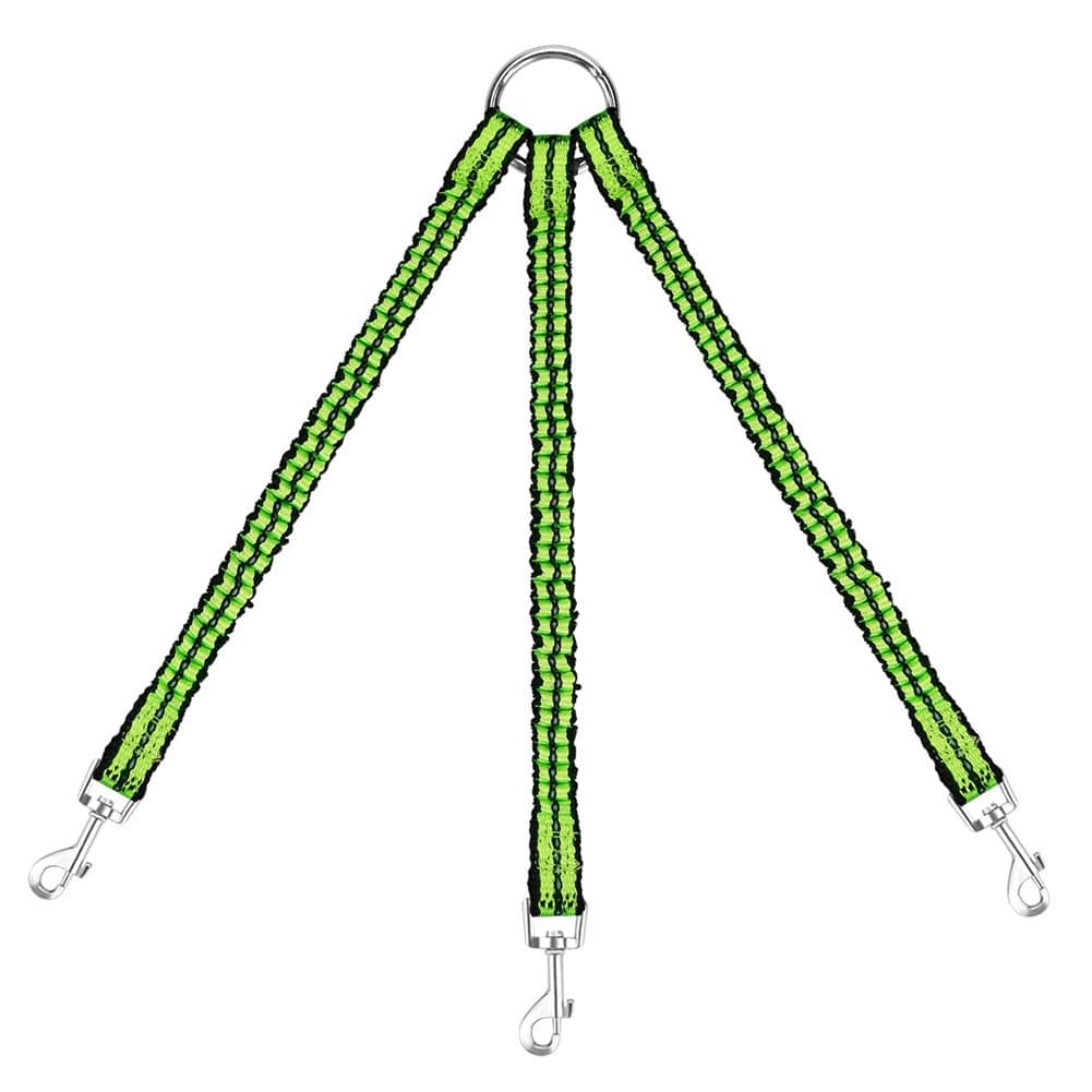 OxyPlay Heavy Duty Tangle Free 3/Three Way Dog Coupler Leash with Padded Handle,Triple Braid Split Lease Pet Leash for Walking 3 Small Dogs (Red) (Green)