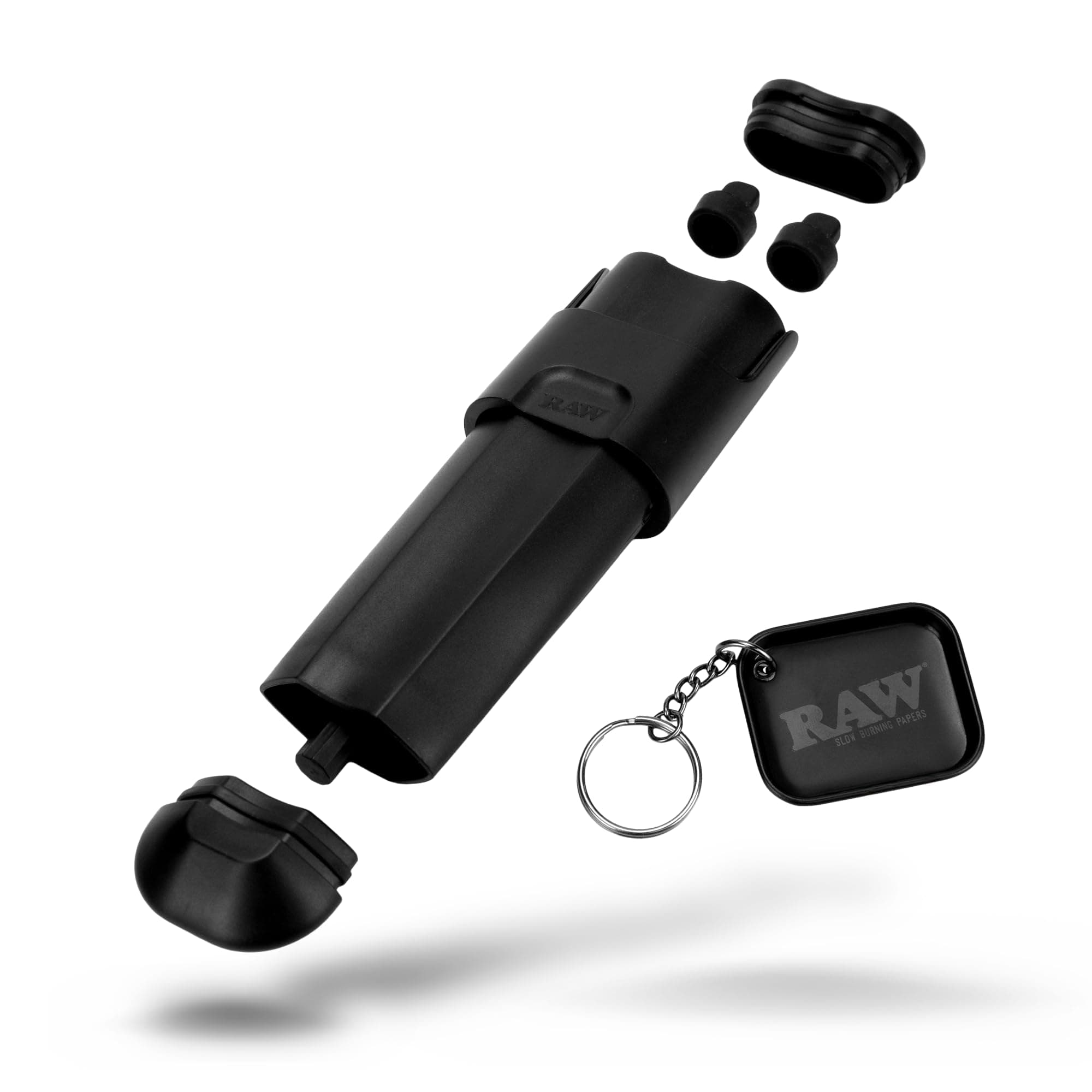 Double Shot - 2 Cone Filler and Cone Loader - Stick Poker Included - for King Size Pre-Rolled Cones + Exclusive ESD RAW Mini Black Rolling Tray Keychain