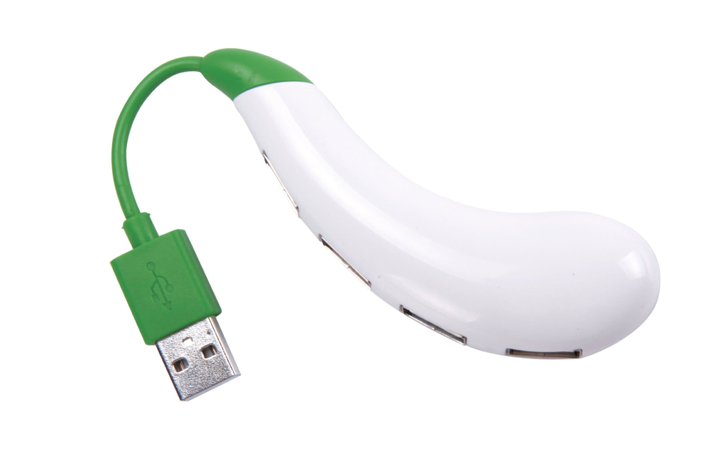 4 Port USB Mini Hub 2.0- White Eggplant- Great for Home/school/office Use- Newest Design- Cool Looking- Useful and Fun Gift