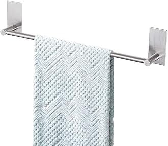 Songtec Bathroom Towel Bar 16-inch, No Drill Stick On Towel Rack, Easy Install with Self-Adhesive, Premium SUS304 Stainless Steel - Brushed Nickle