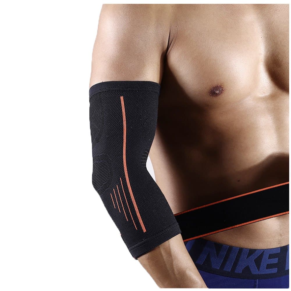 Elbow Sleeve Support and Brace, Elastic Support for Tendonitis Pain, Tennis Elbow, Golfer's Elbow, Arthritis, Bursitis, Basketball, Baseball, Football, Golf, Lifting, Sports, Men, Women - Single Wrap
