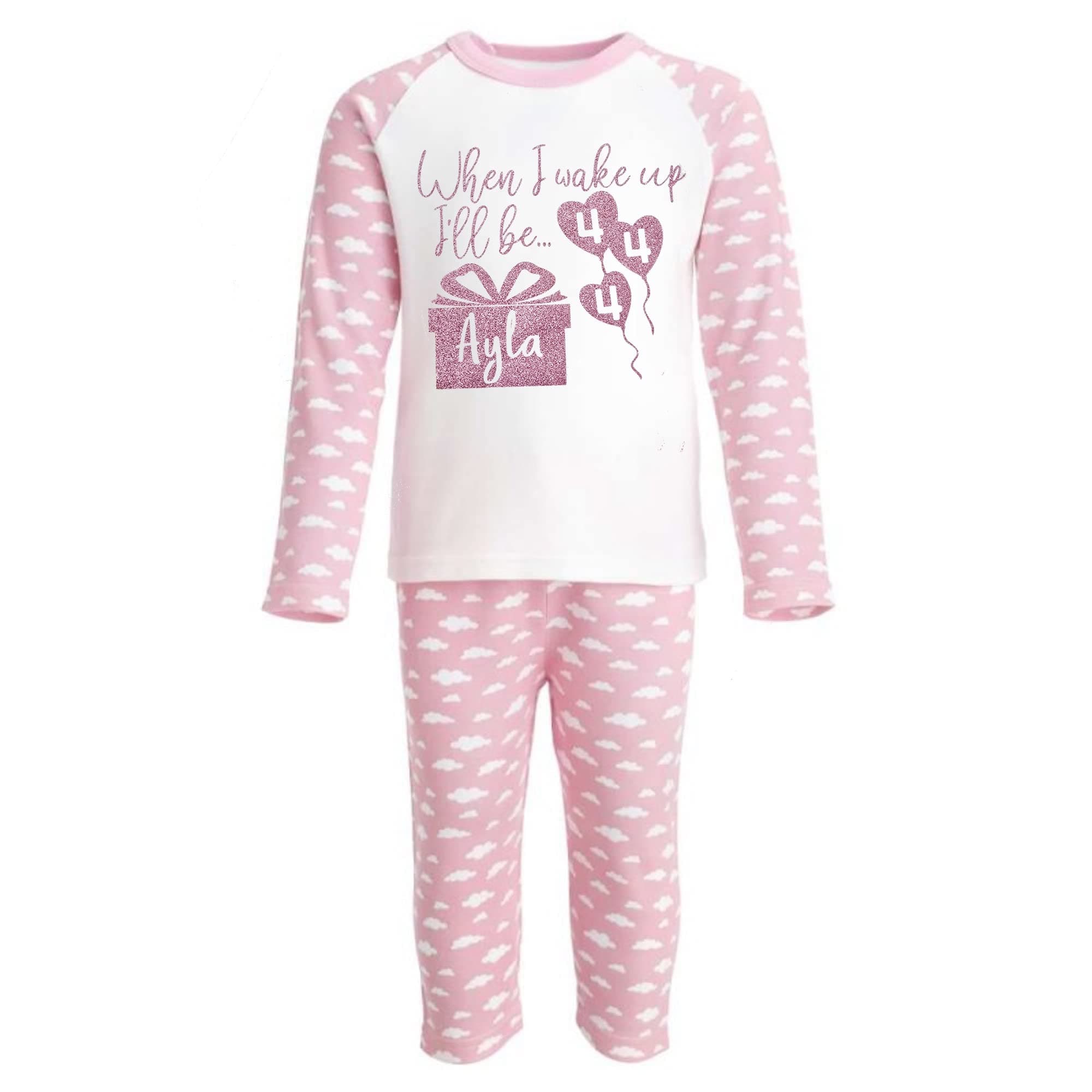 STEVENS DESIGNS & PRINTSPERSONALISED When I Wake Up I Will Be. Glitter Present Girls Birthday Pyjamas