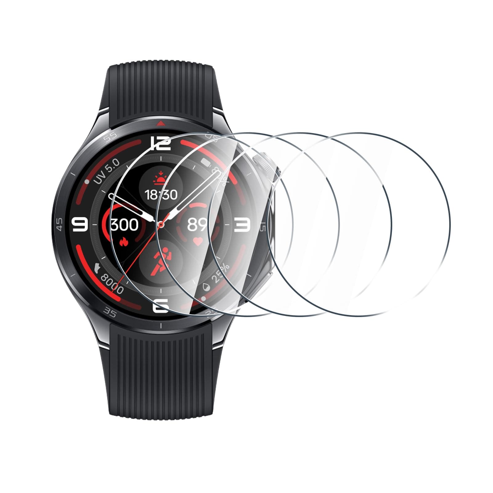 (4 Pack Screen Protector for Oneplus Watch 3, Impact-Protection, Anti-Shatter, Anti-Scratch, HD Clear, Bubble Free for Oneplus Watch 3 Tempered Glass